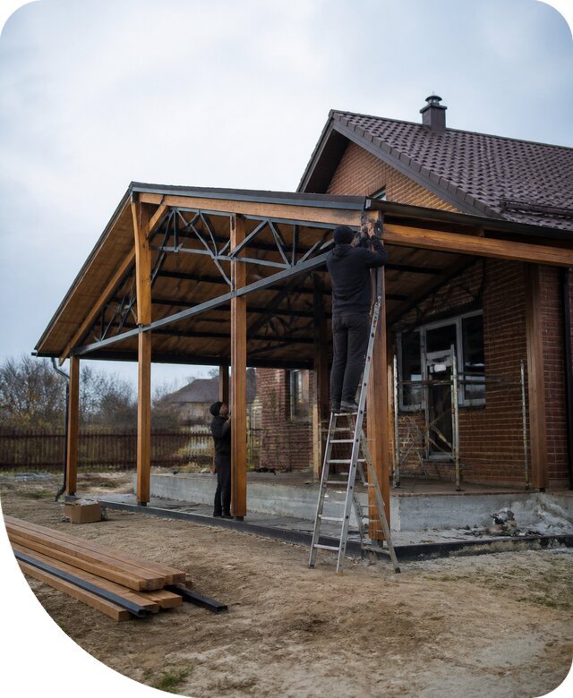 Пристройка навеса к дому и участку в Златоусте под ключ